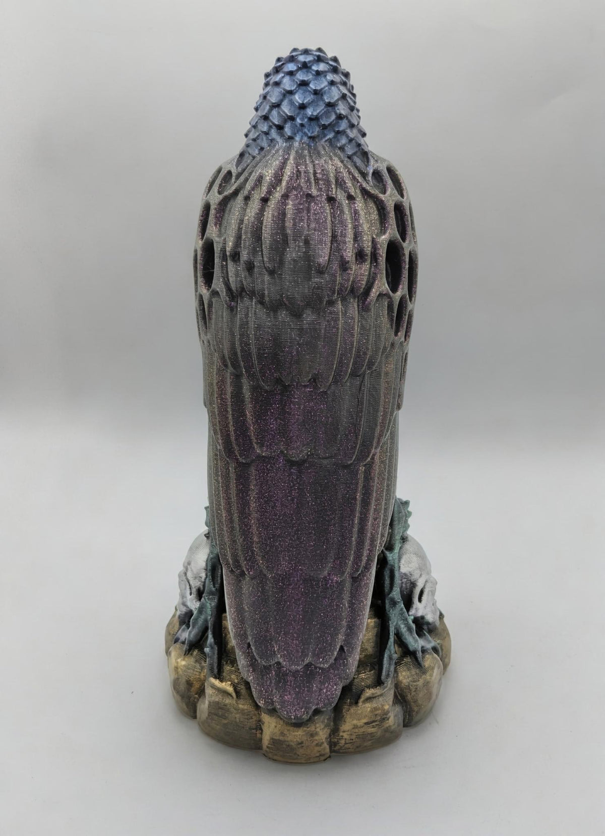 Necro Raven Skull Perch number one, hand-finished by Tonya Taylor, back view