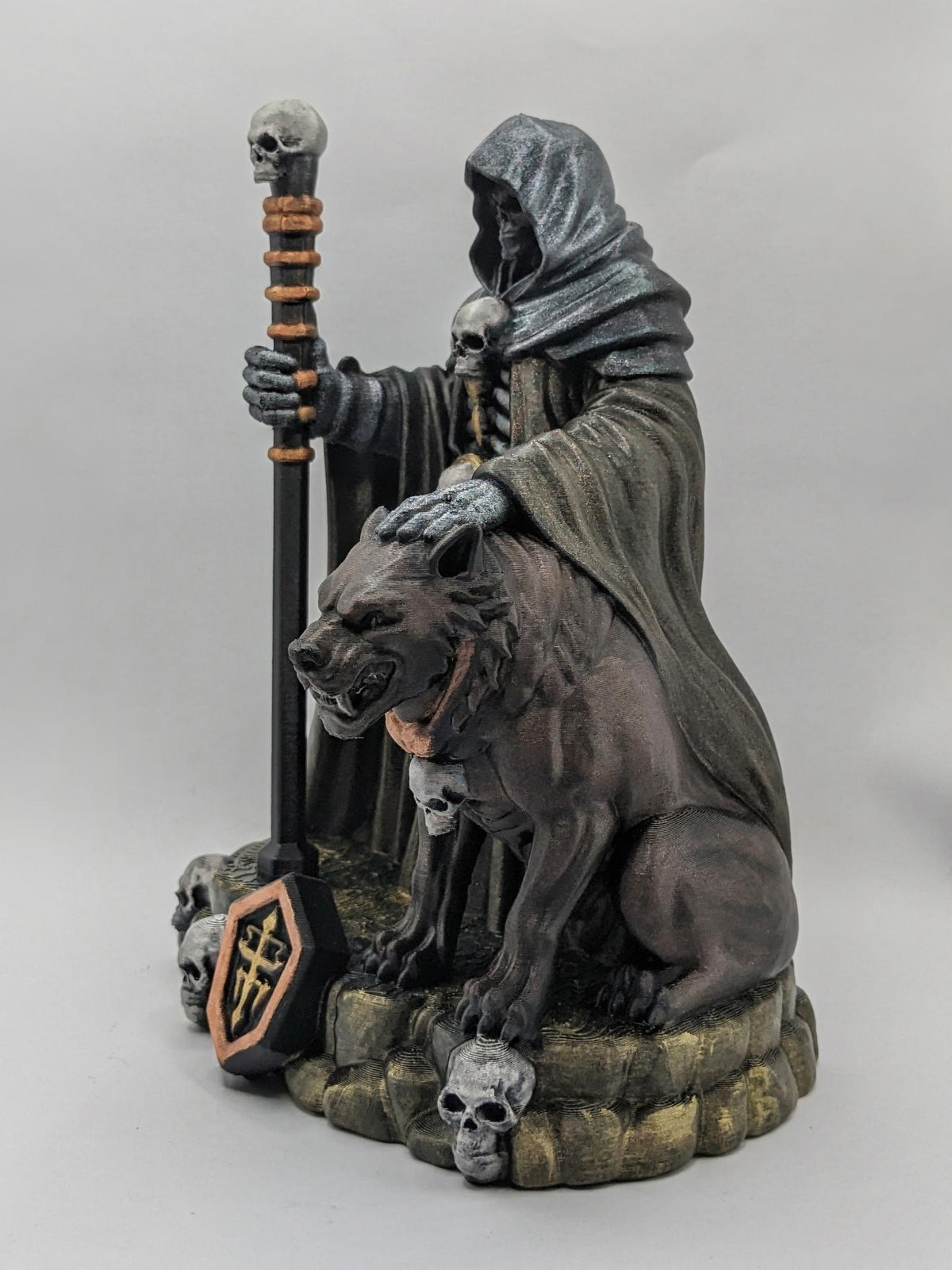 Bone Warden and Hellhound, hand-finished by Tonya Taylor, front left view