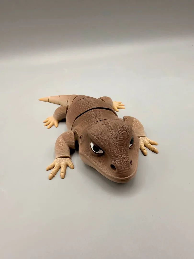 Flexi Monitor Lizard 3D printed sculpture, front view