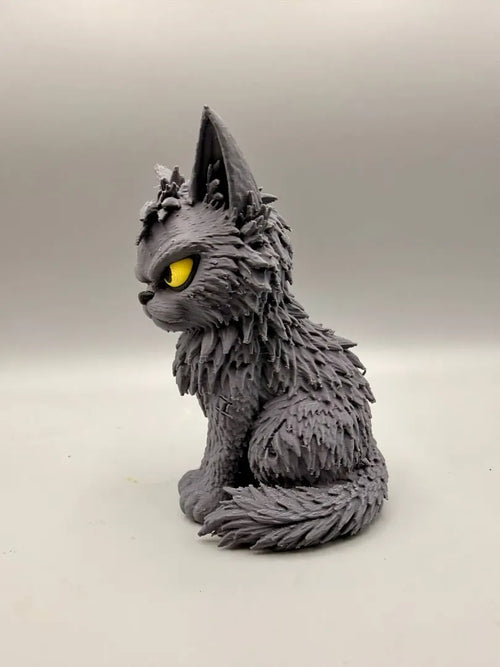 Grimwhisker the Angry Cat sculpture, side view