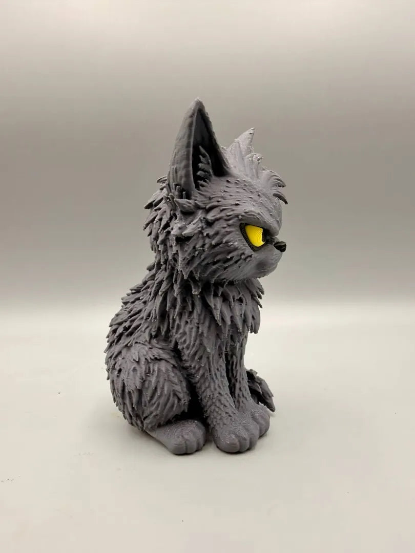 Grimwhisker the Angry Cat sculpture, three-quarter view