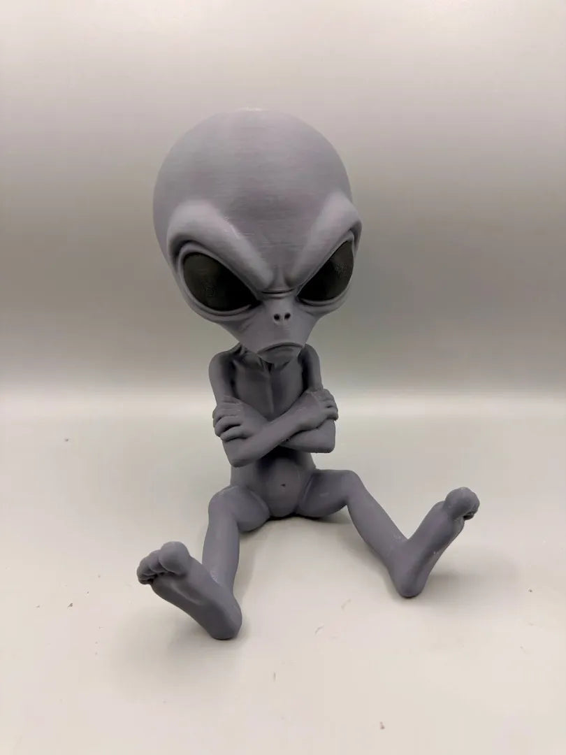 Grumpy Alien 3D printed sculpture, front view