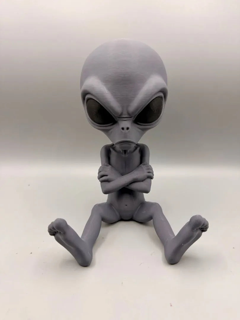 Grumpy Alien sculpture, front view