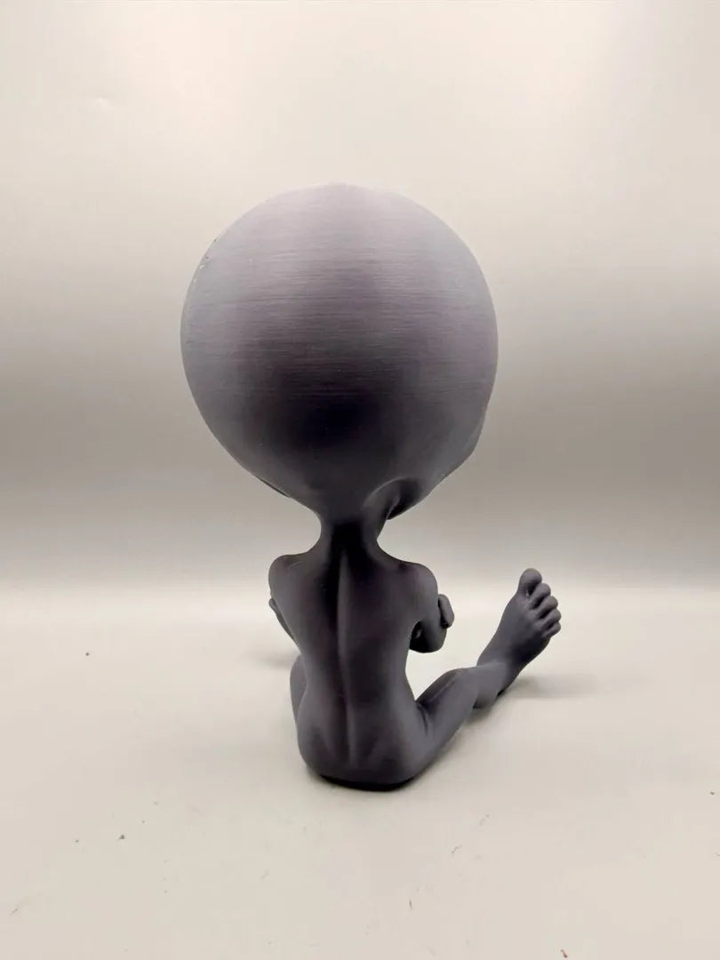 Grumpy Alien sculpture, back view
