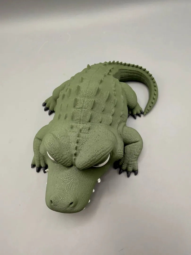 Grumpy Alligator sculpture, top-down view