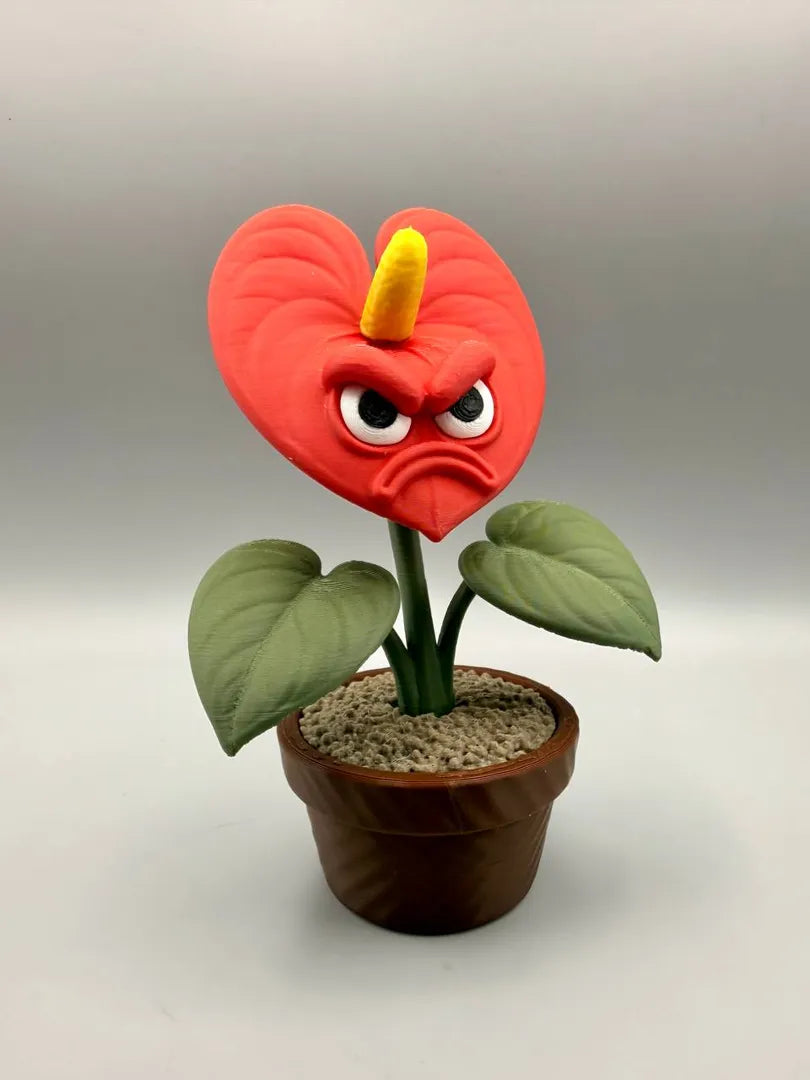 Grumpy Anthurium 3D printed sculpture, front view