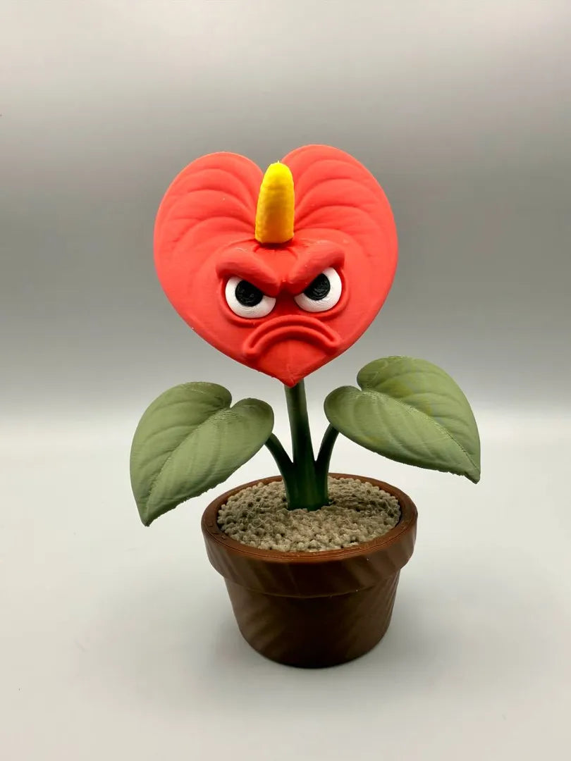 Grumpy Anthurium sculpture, front view
