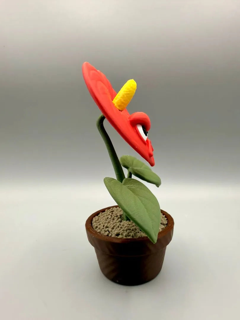 Grumpy Anthurium sculpture, side view