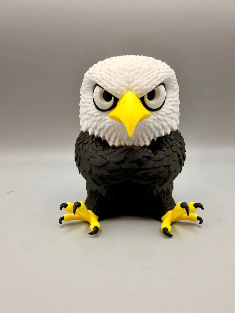 Grumpy Bald Eagle 3D printed sculpture, front view