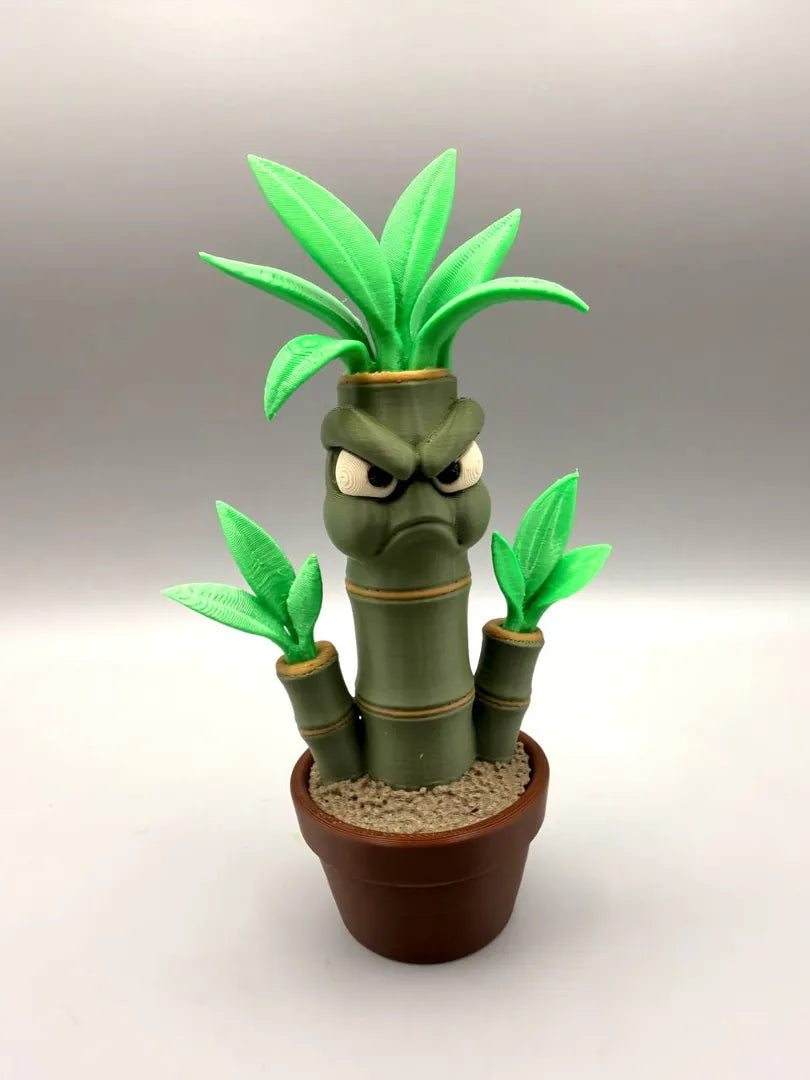 Grumpy Bamboo 3D printed sculpture, front view
