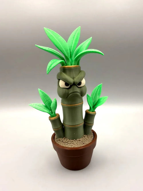Grumpy Bamboo 3D printed sculpture, front view