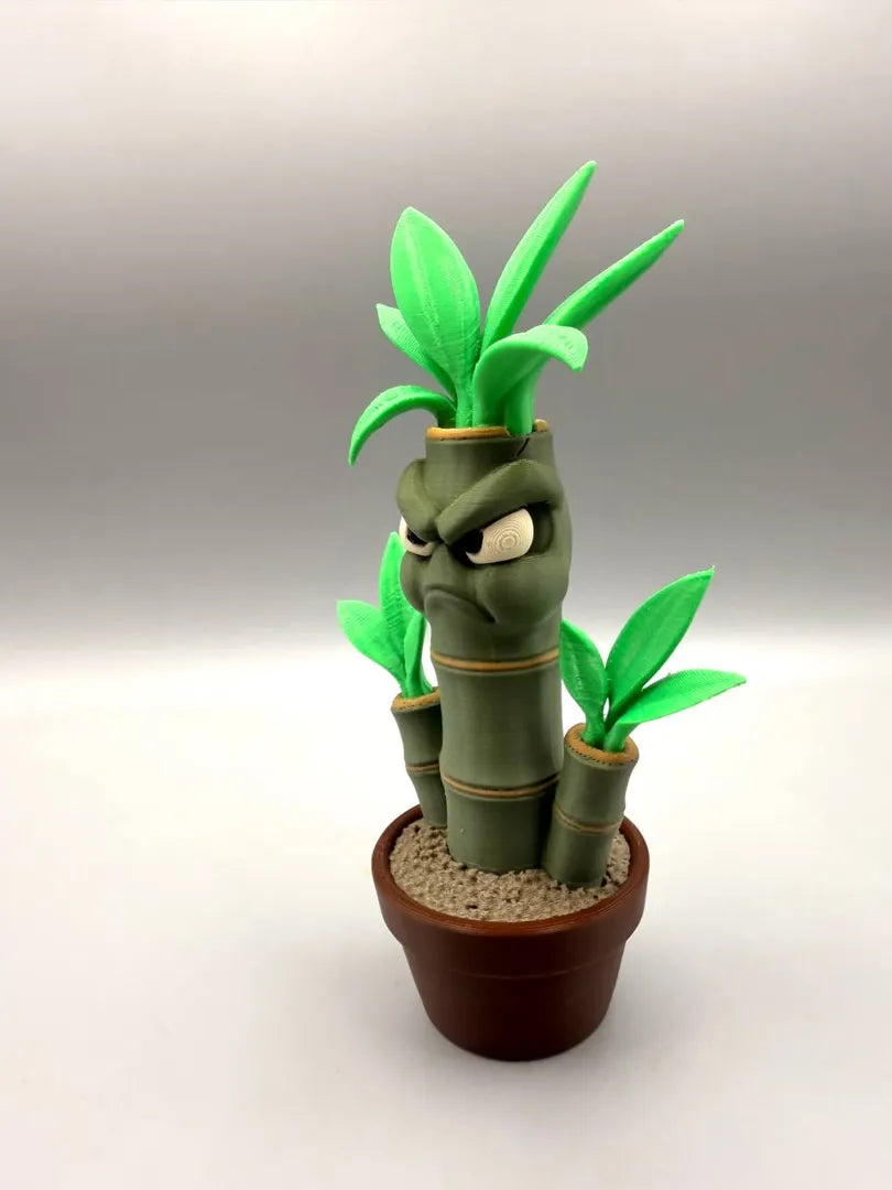 Grumpy Bamboo sculpture, three-quarter view