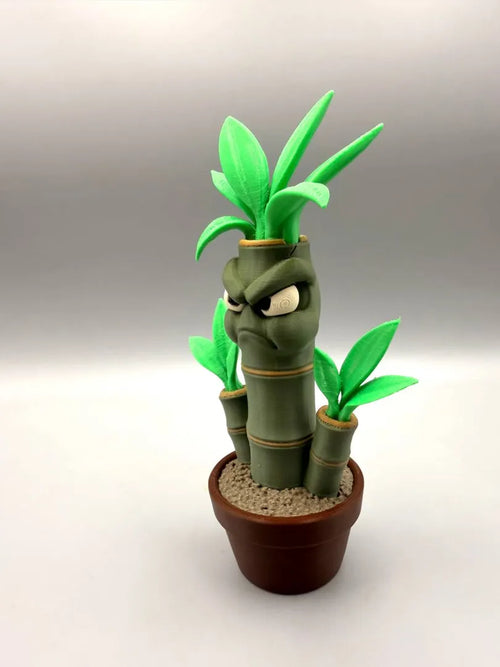 Grumpy Bamboo sculpture, three-quarter view