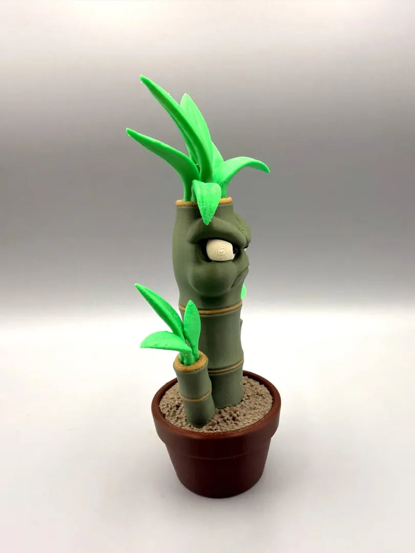 Grumpy Bamboo sculpture, three-quarter view