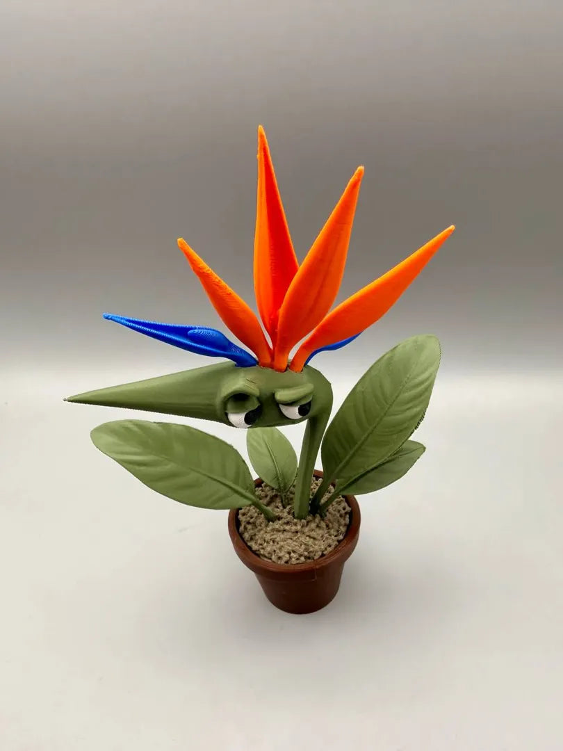 Grumpy Bird of Paradise sculpture, front view