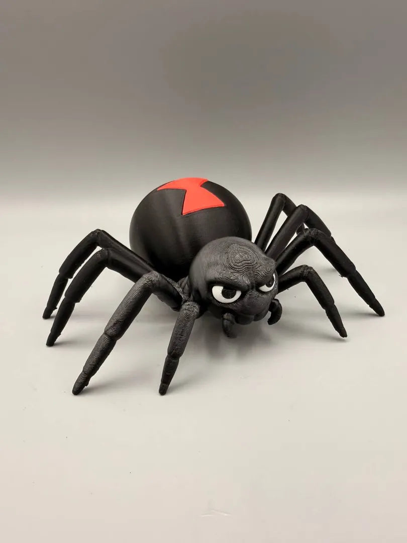 Grumpy Black Widow 3D printed sculpture, front view