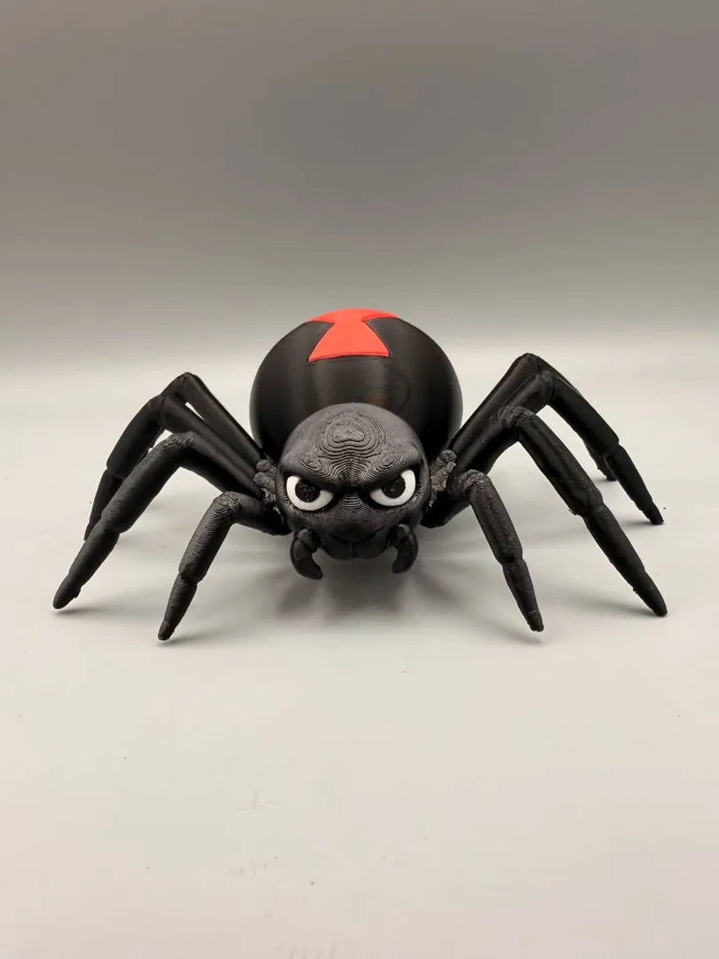Grumpy Black Widow sculpture, front view