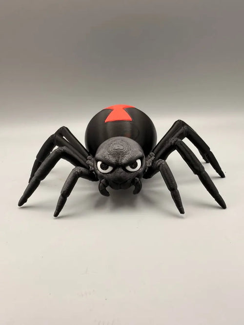 Grumpy Black Widow sculpture, front view