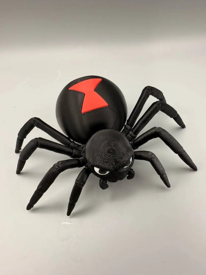 Grumpy Black Widow sculpture, top-down view
