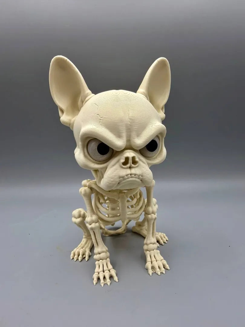 Grumpy Bone Dog 3D printed sculpture, front view