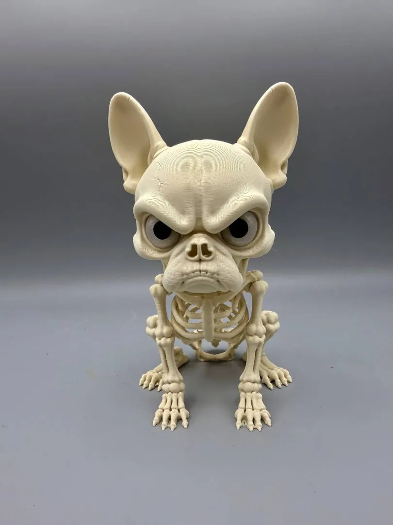 Grumpy Bone Dog sculpture, front view