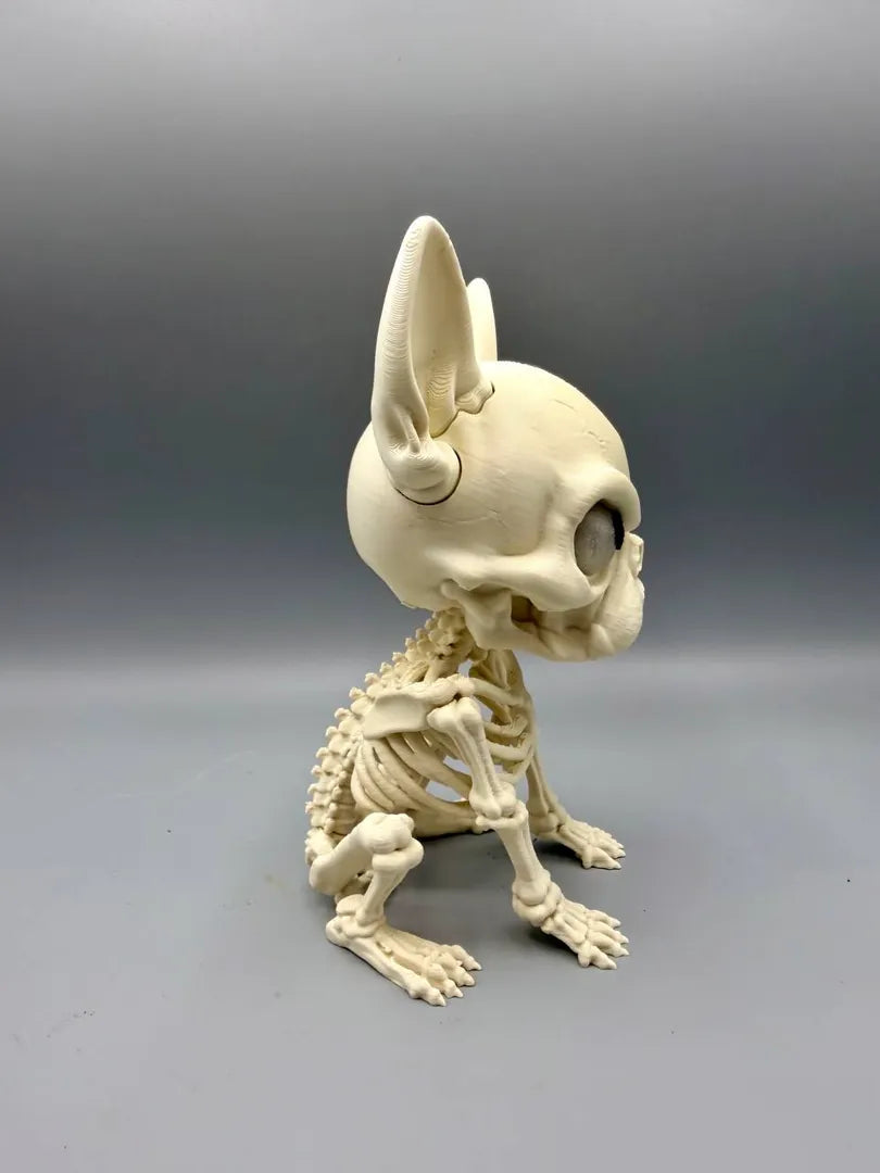 Grumpy Bone Dog sculpture, three-quarter view
