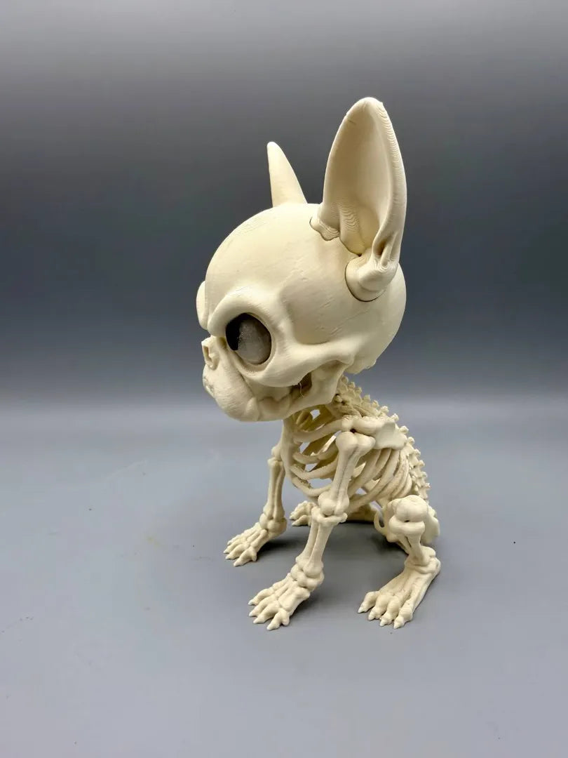 Grumpy Bone Dog sculpture, side view