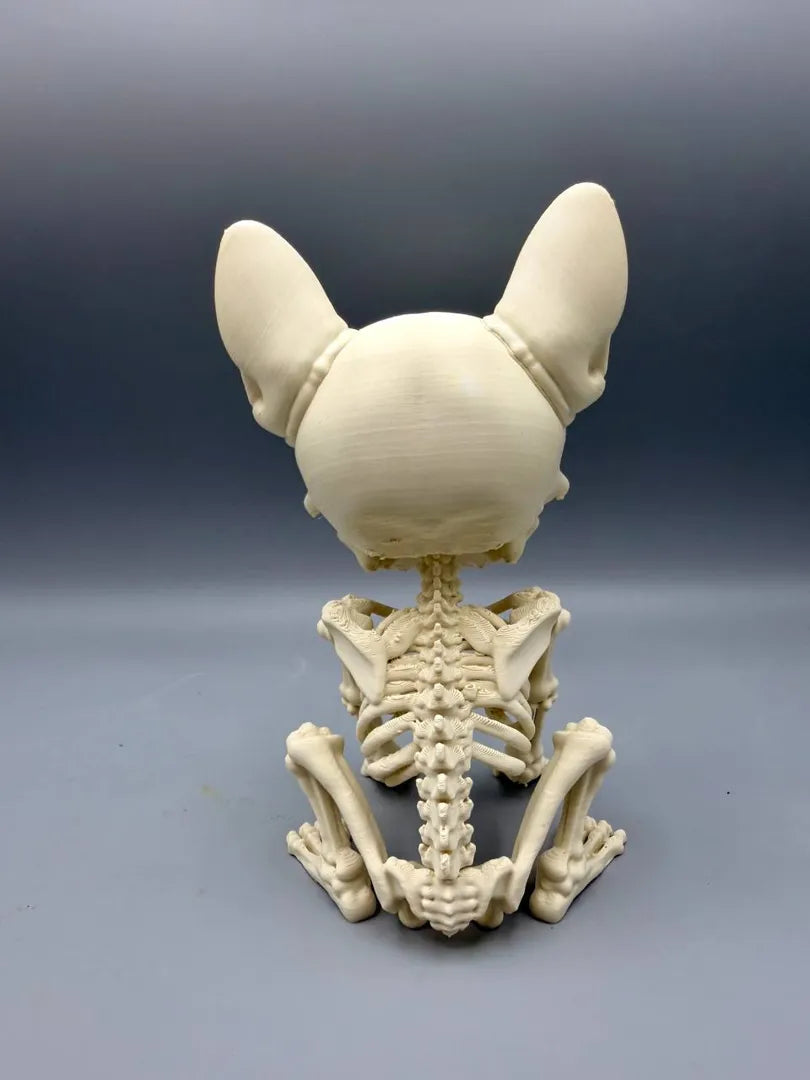 Grumpy Bone Dog sculpture, back view