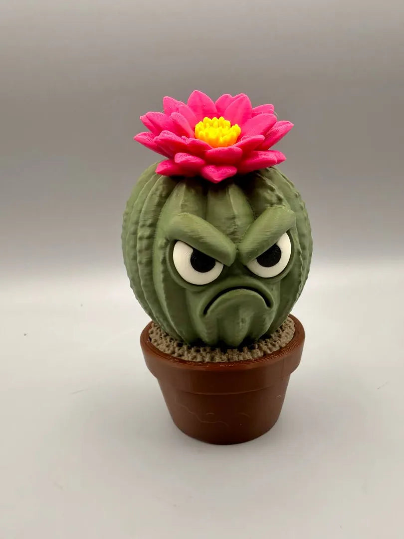 Grumpy Cactus Flower 3D printed sculpture, front view