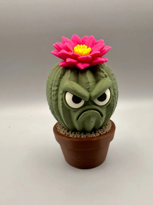 Grumpy Cactus Flower 3D printed sculpture, front view