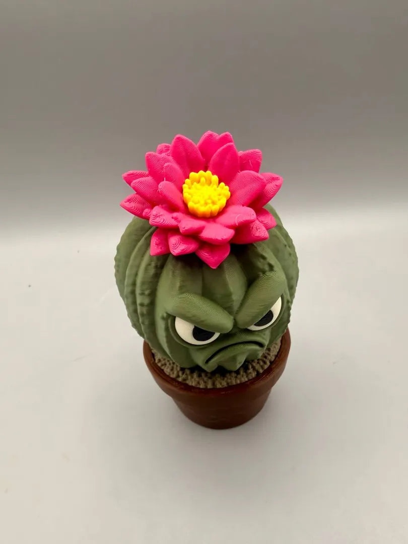 Grumpy Cactus Flower sculpture, front view
