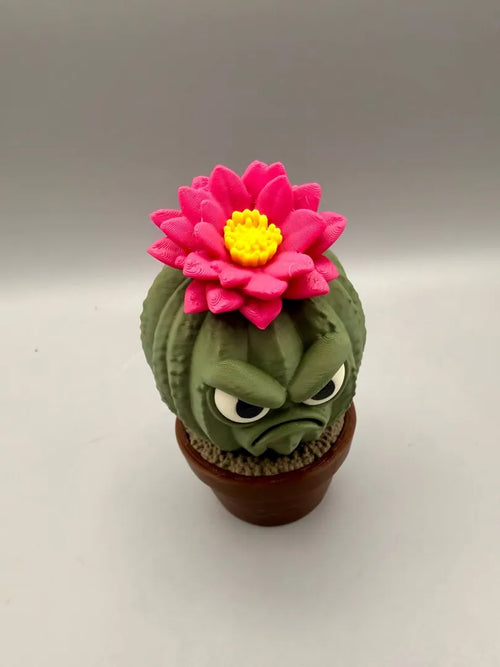 Grumpy Cactus Flower sculpture, front view