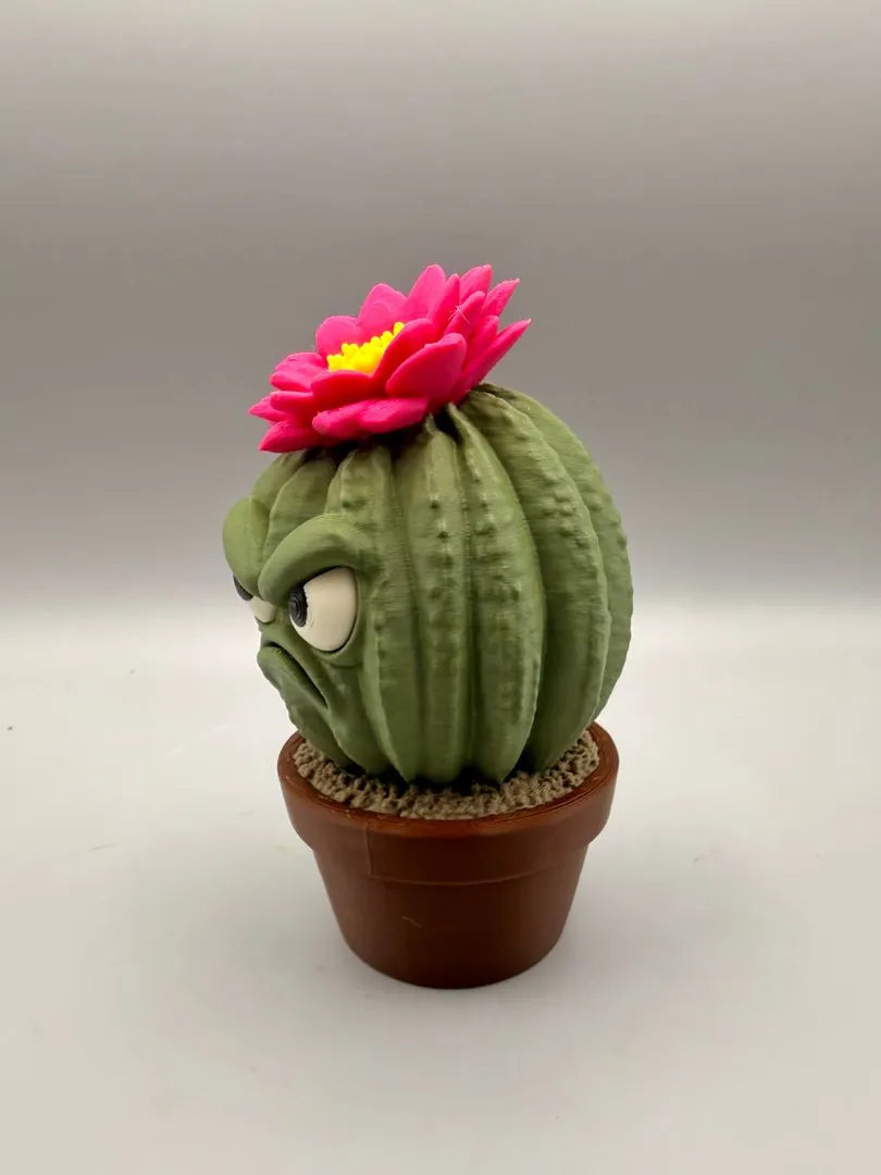 Grumpy Cactus Flower sculpture, three-quarter view