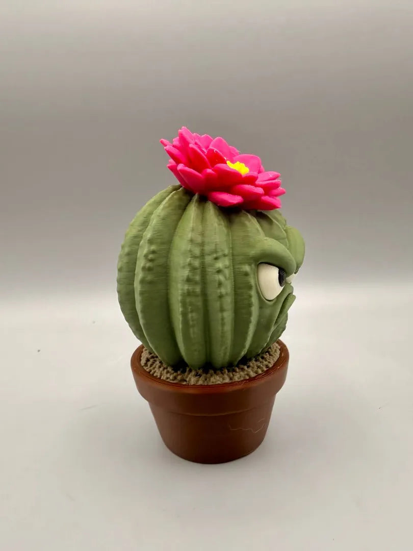 Grumpy Cactus Flower sculpture, three-quarter view