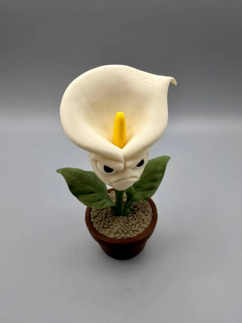 Grumpy Calla Lily 3D printed sculpture, front view