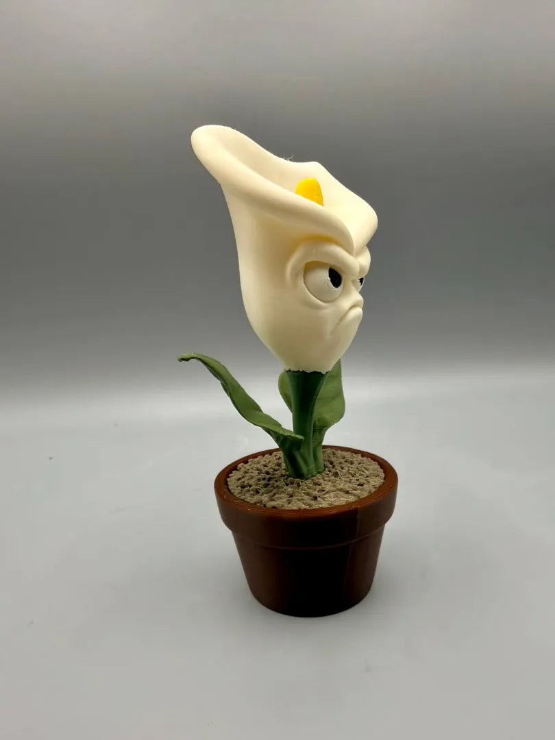 Grumpy Calla Lily sculpture, three-quarter view