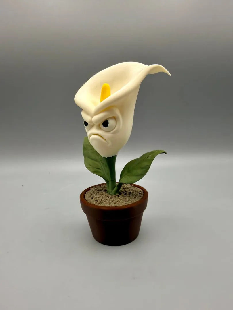 Grumpy Calla Lily sculpture, three-quarter view