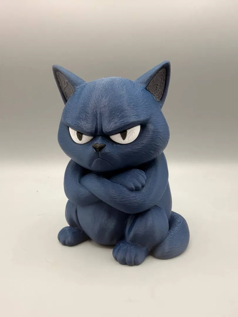 Grumpy Cat 3D printed sculpture, front view with arms crossed