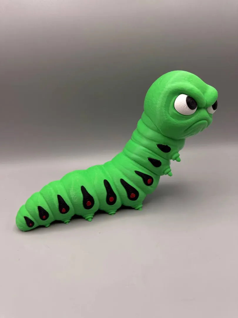 Grumpy Caterpillar sculpture, side view