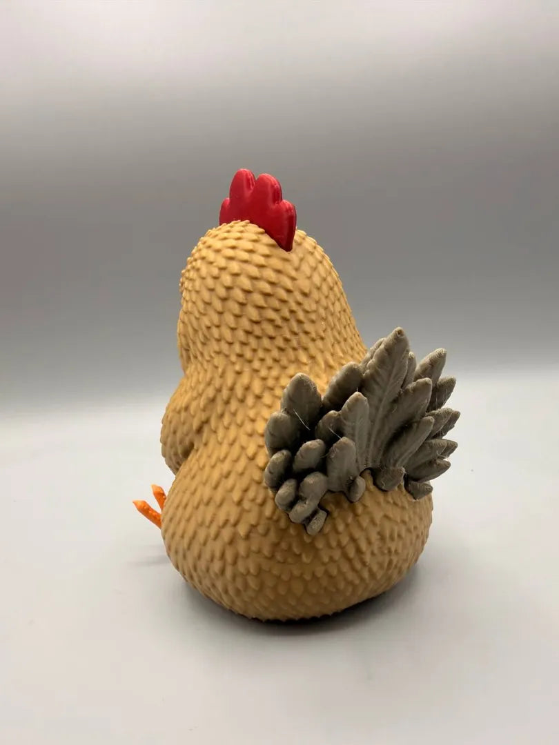Grumpy Chicken sculpture, rear three-quarter view