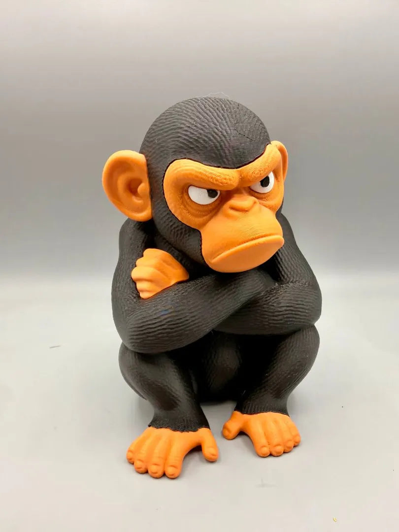 Grumpy Chimpanzee 3D printed sculpture, front view