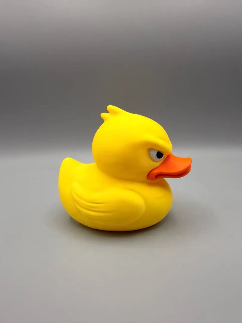 Grumpy Ducky sculpture, three-quarter view
