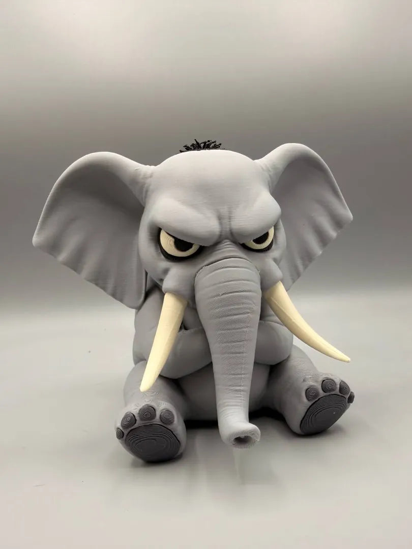 Grumpy Elephant 3D printed sculpture, front view