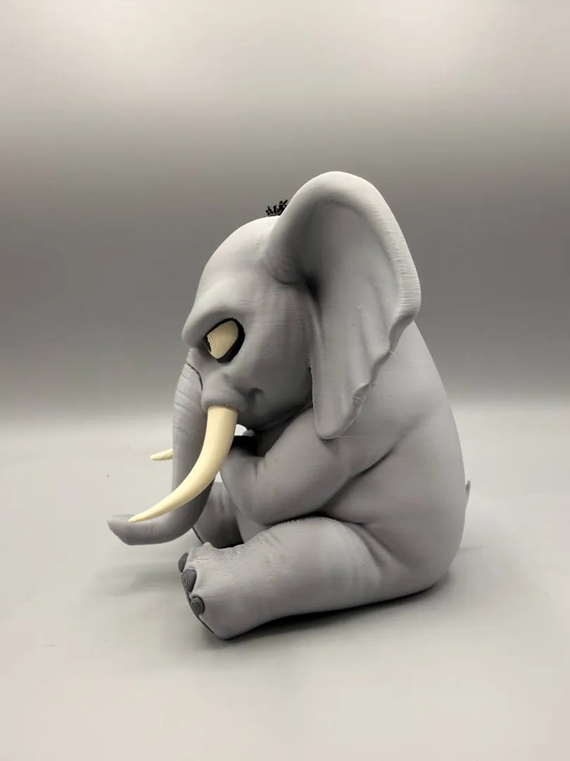 Grumpy Elephant sculpture, side view