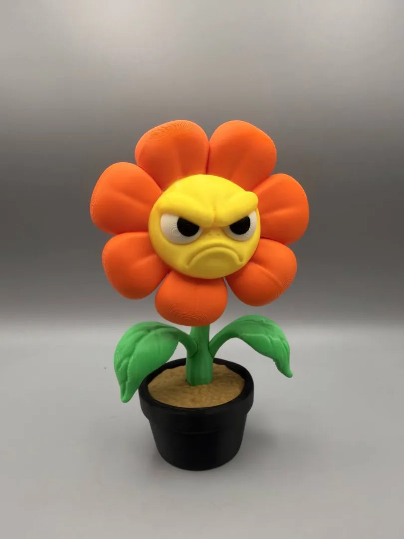 Grumpy Flower 3D printed sculpture, front view