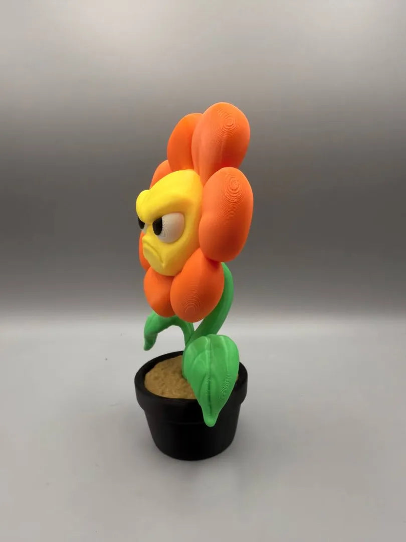 Grumpy Flower sculpture, three-quarter view