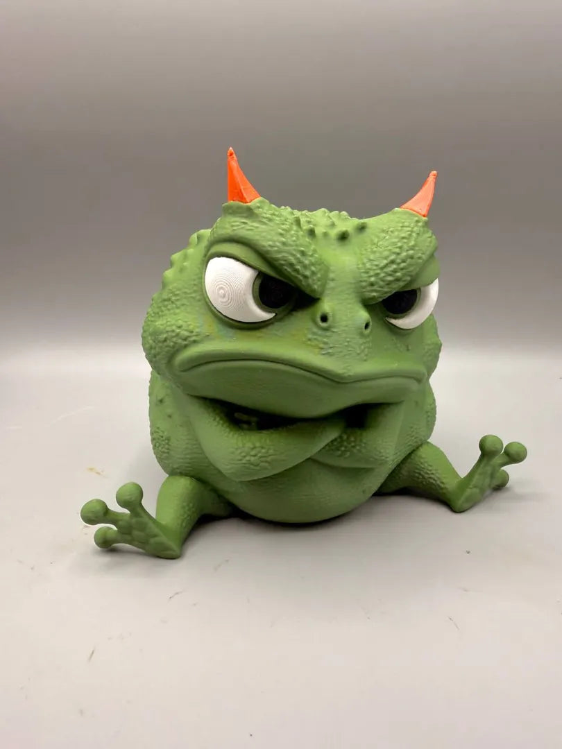 Grumpy Frog 3D printed sculpture, front view