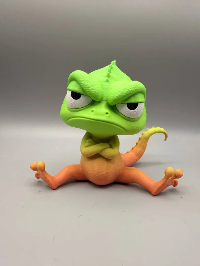 Grumpy Gecko 3D printed sculpture, front view