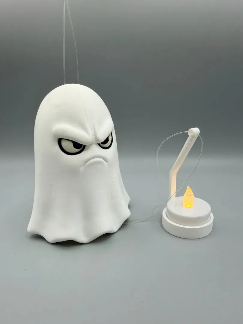 Grumpy Ghost lit from inside by a tea light