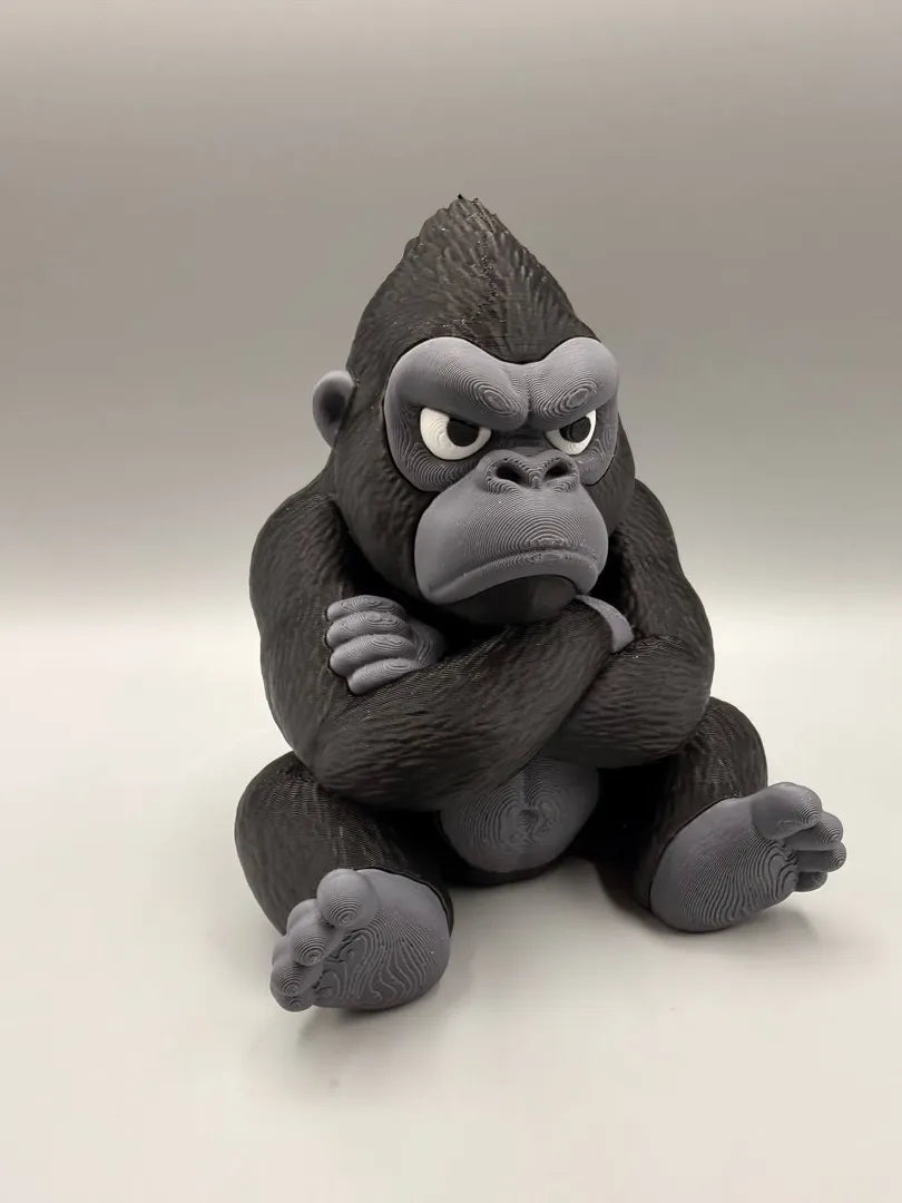Grumpy Gorilla 3D printed sculpture, front view